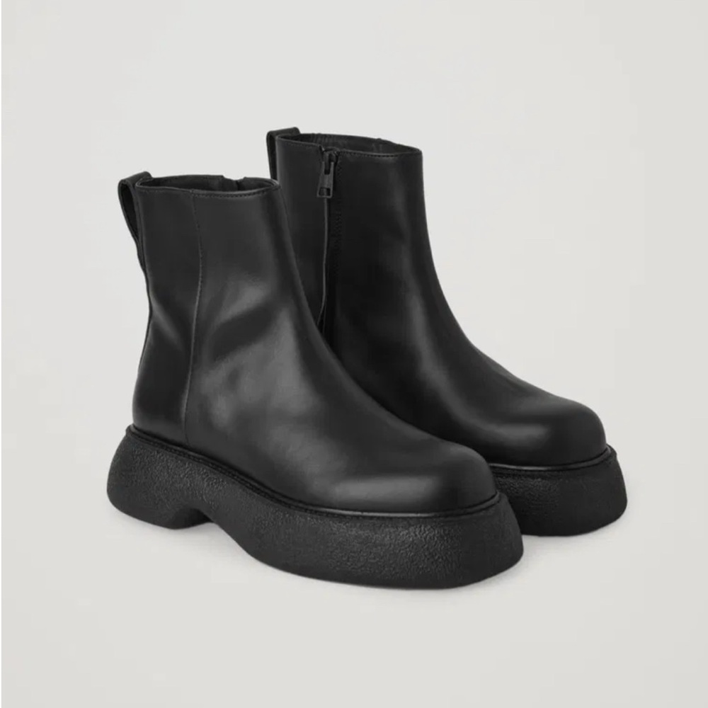 Black Leather Ankle Boots